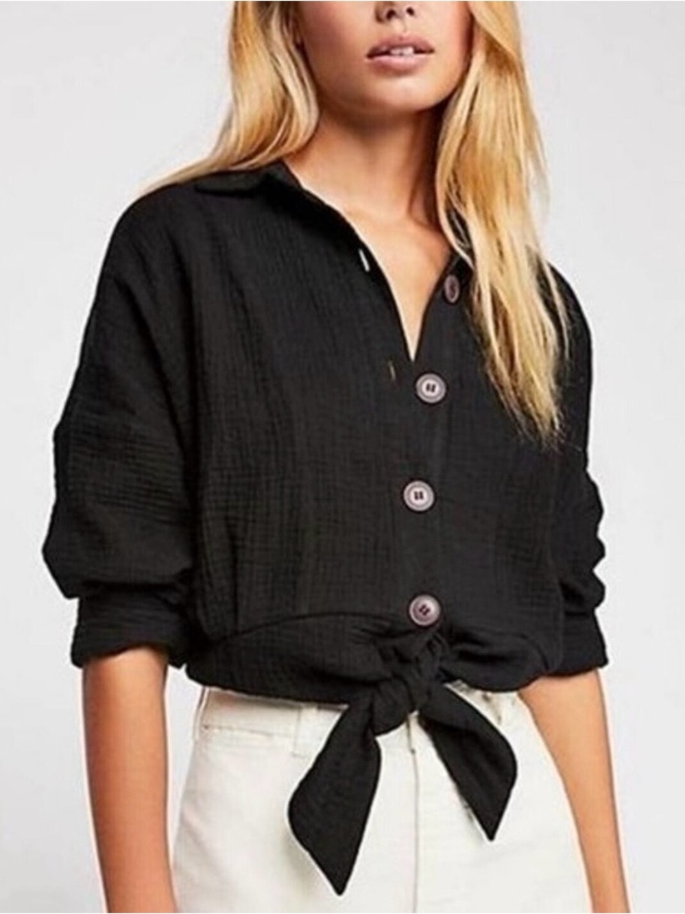 Free People 100% Cotton Long Sleeve Button Down